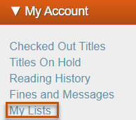 Screenshot of My Lists option in My Account Menu