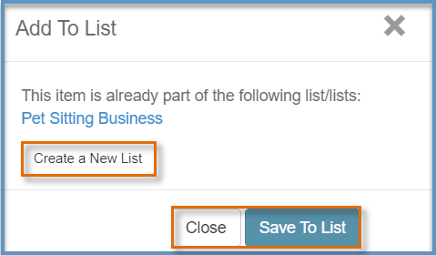 Screenshot of prompt when added title is already included in an existing list