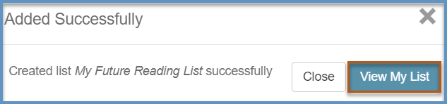 Screenshot of the Added Successfully messaging when creating a new list